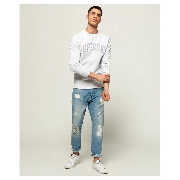 SUPERDRY Varsity Embossed Crewneck | White-Grey | Medium - Picture 2 of 12